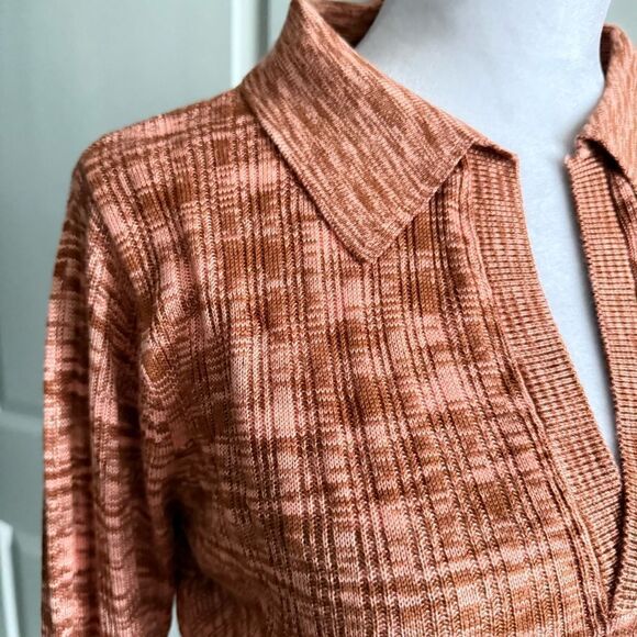 NWT L*SPACE Aria Copper Orange Spacedye Ribbed Knit Long Sleeve Dress Size M - Picture 2 of 7